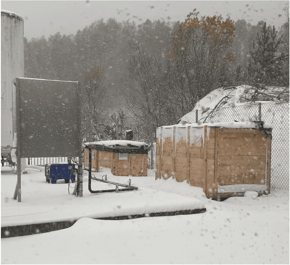 Subsurface monitoring site in snow